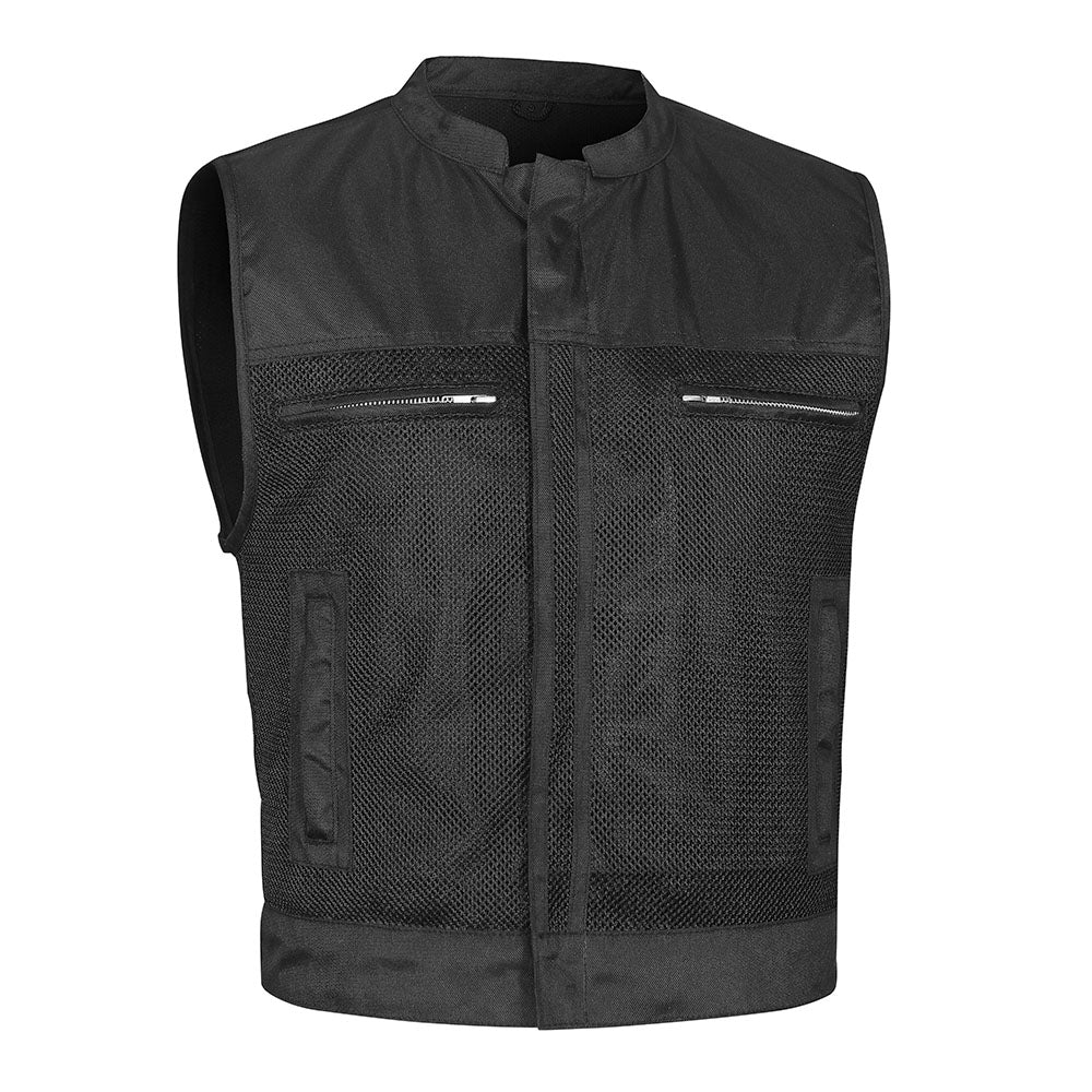 Motorcycle Leather Mesh Club Vest