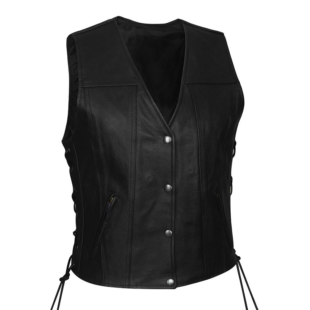 Leather Motorcycle Vest​ Side Laces