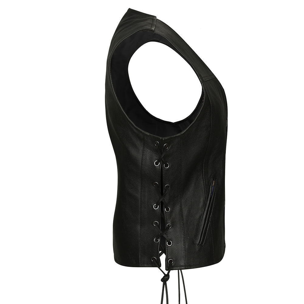 Leather Motorcycle Vest​ Side Laces