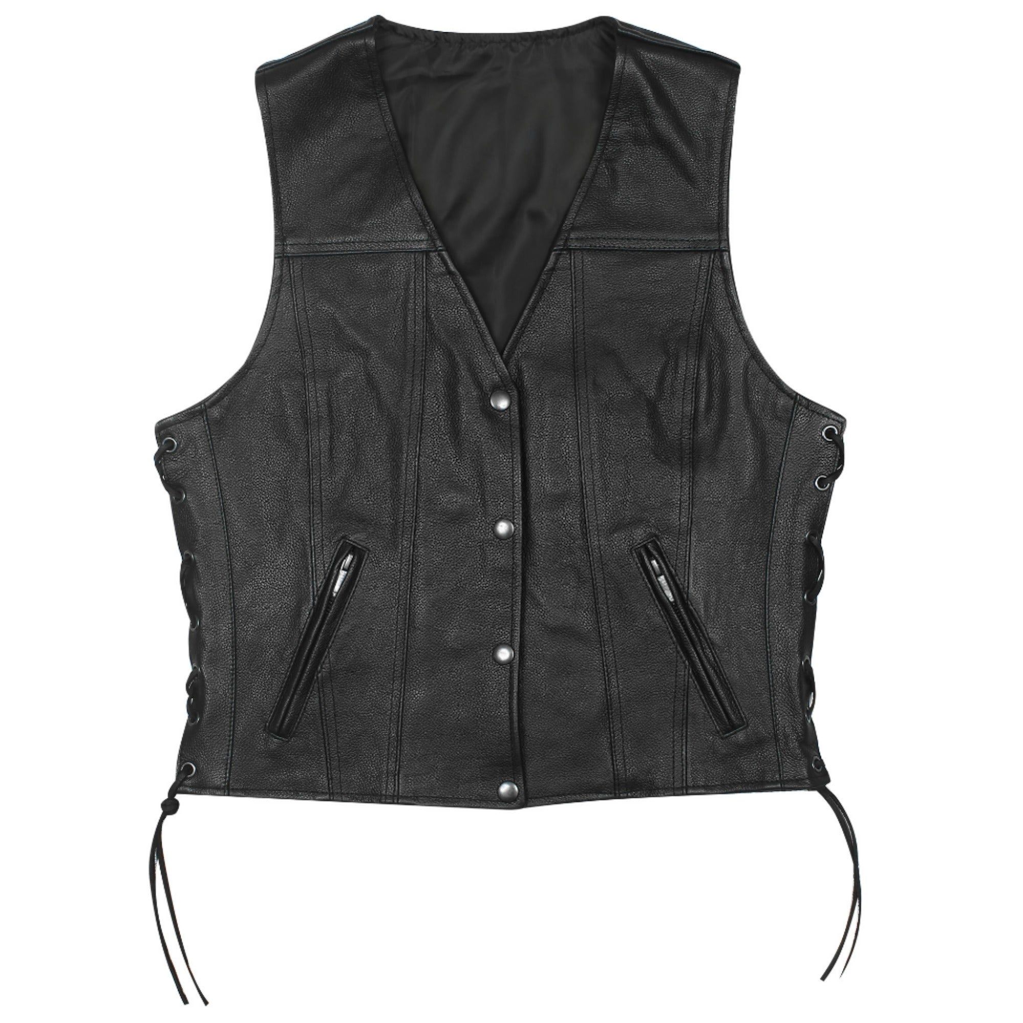 Leather Motorcycle Vest​ Side Laces